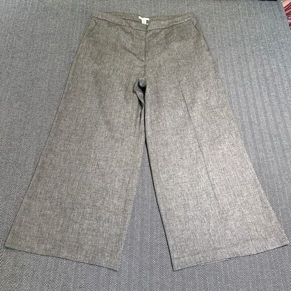 NWT H&M Gray Melange Drapey Creased High Waisted Wide Leg Trouser Dress Pants 16 - Picture 9 of 12
